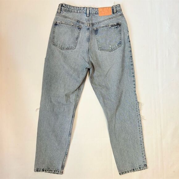 Zara Women's Ripped Distressed Light Wash Denim Jeans Size 8 - Picture 3 of 11